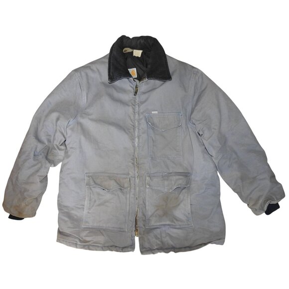 Vintage 1989 Carhartt Canvas Work Jacket Quilted Lining CQ288 Gray Size XXL - Picture 1 of 12